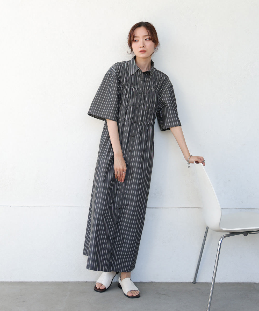 【S・Mサイズ展開】ビスチェ風シャツワンピース