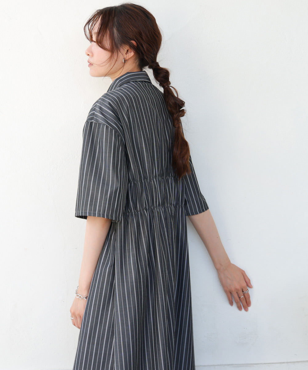 【S・Mサイズ展開】ビスチェ風シャツワンピース