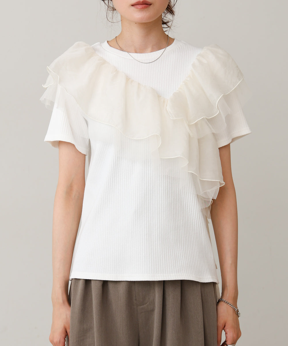 アシメフリルドッキングカットソー
