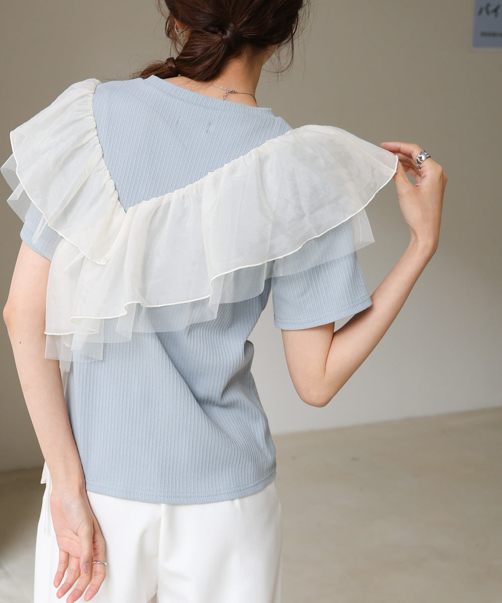 アシメフリルドッキングカットソー