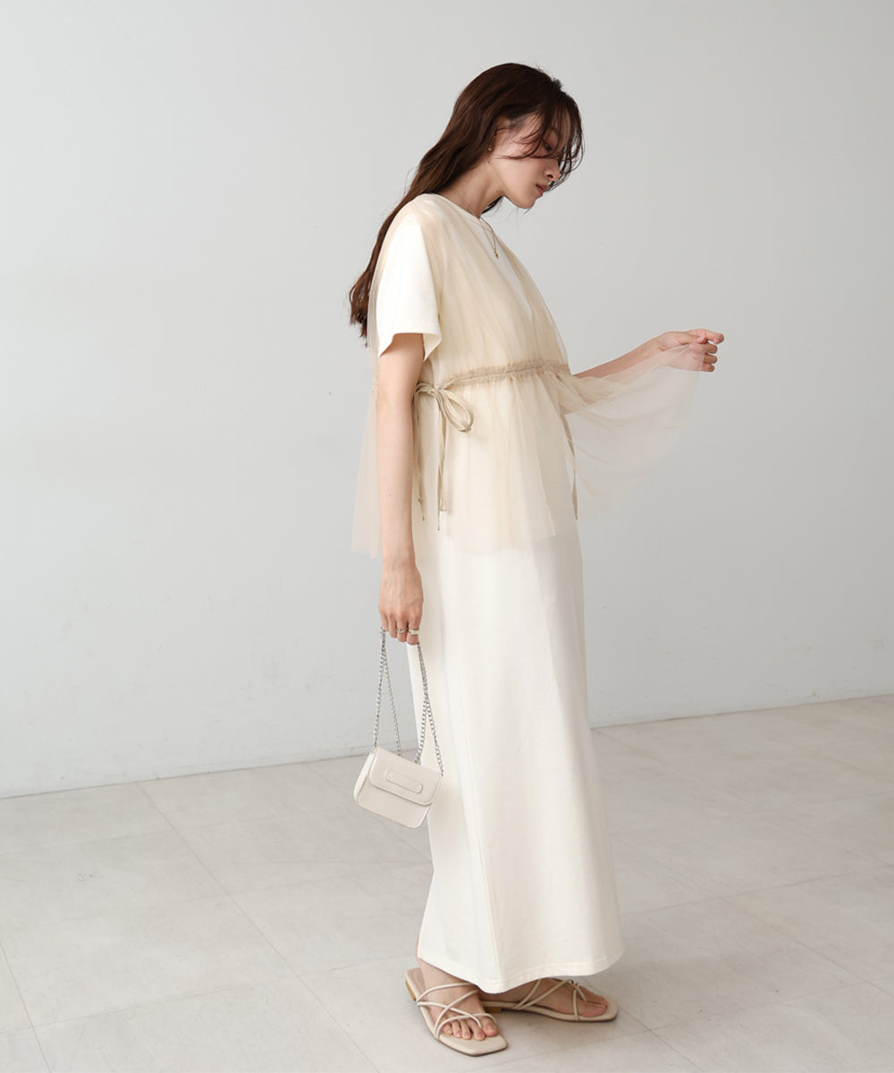 【S・Mサイズ展開】チュールドッキングスウェットワンピース