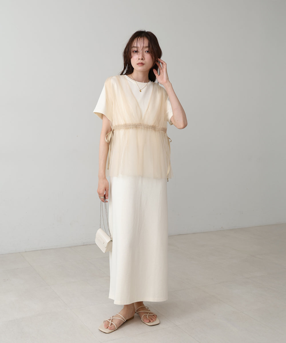 【S・Mサイズ展開】チュールドッキングスウェットワンピース