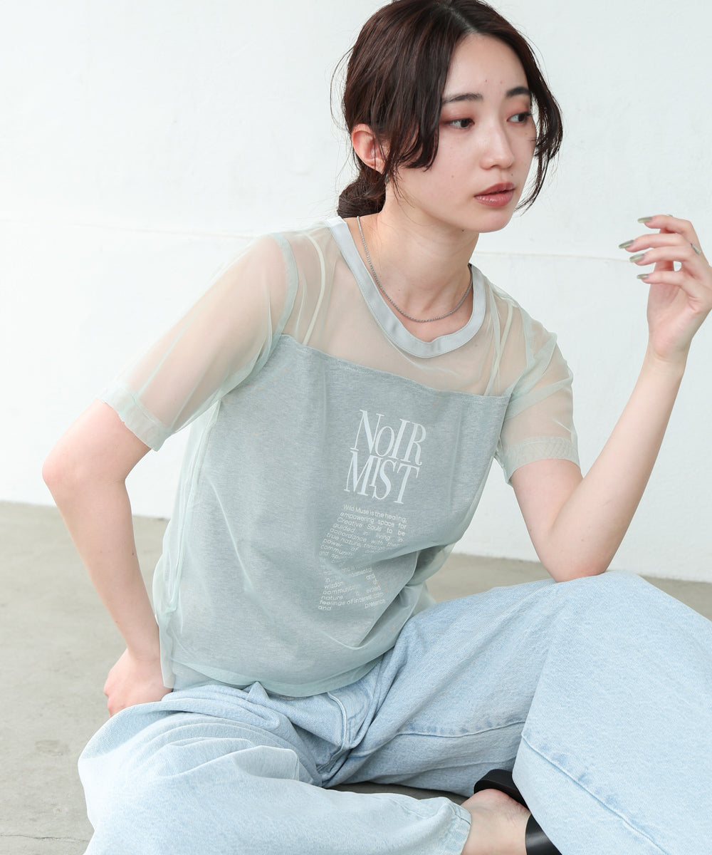 チュールレイヤードロゴTシャツ