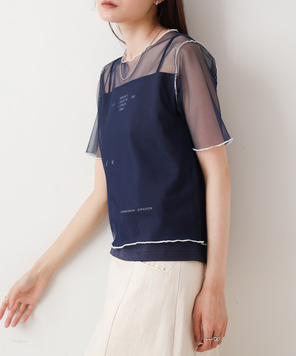 カラーメローチュールレイヤードTシャツ