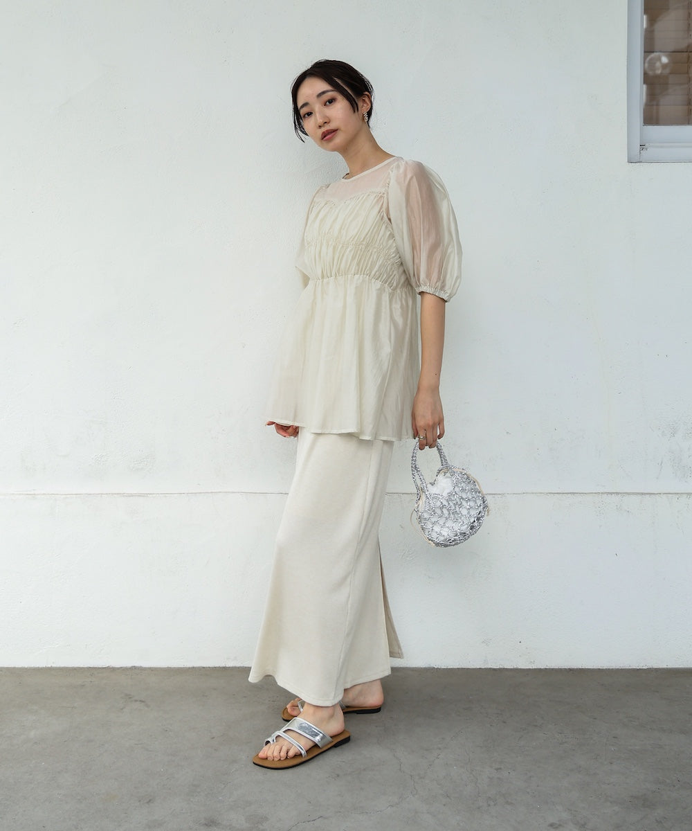 ビスチェ風シアーペプラムブラウス