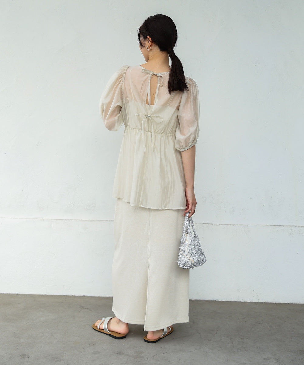 ビスチェ風シアーペプラムブラウス