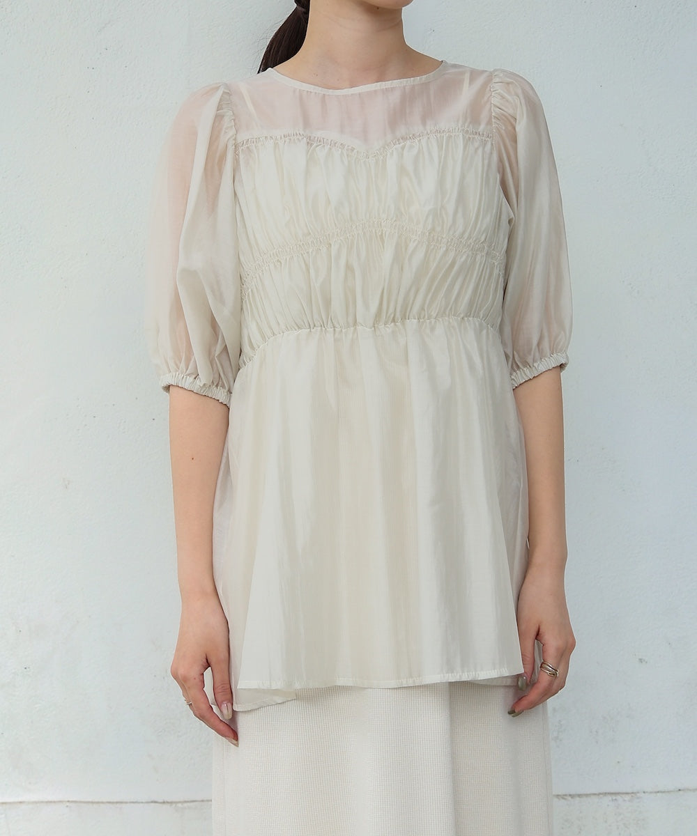 ビスチェ風シアーペプラムブラウス