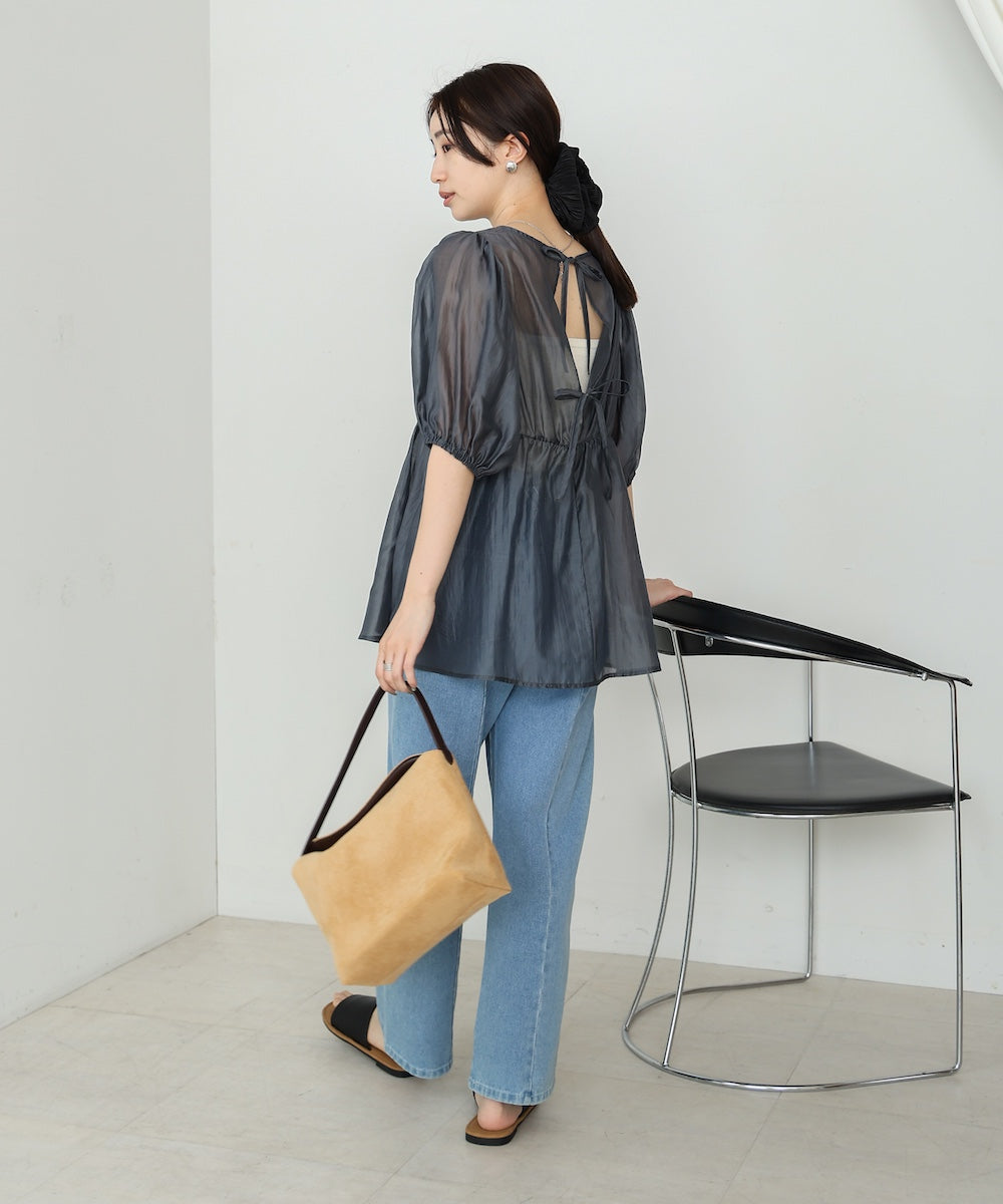 ビスチェ風シアーペプラムブラウス
