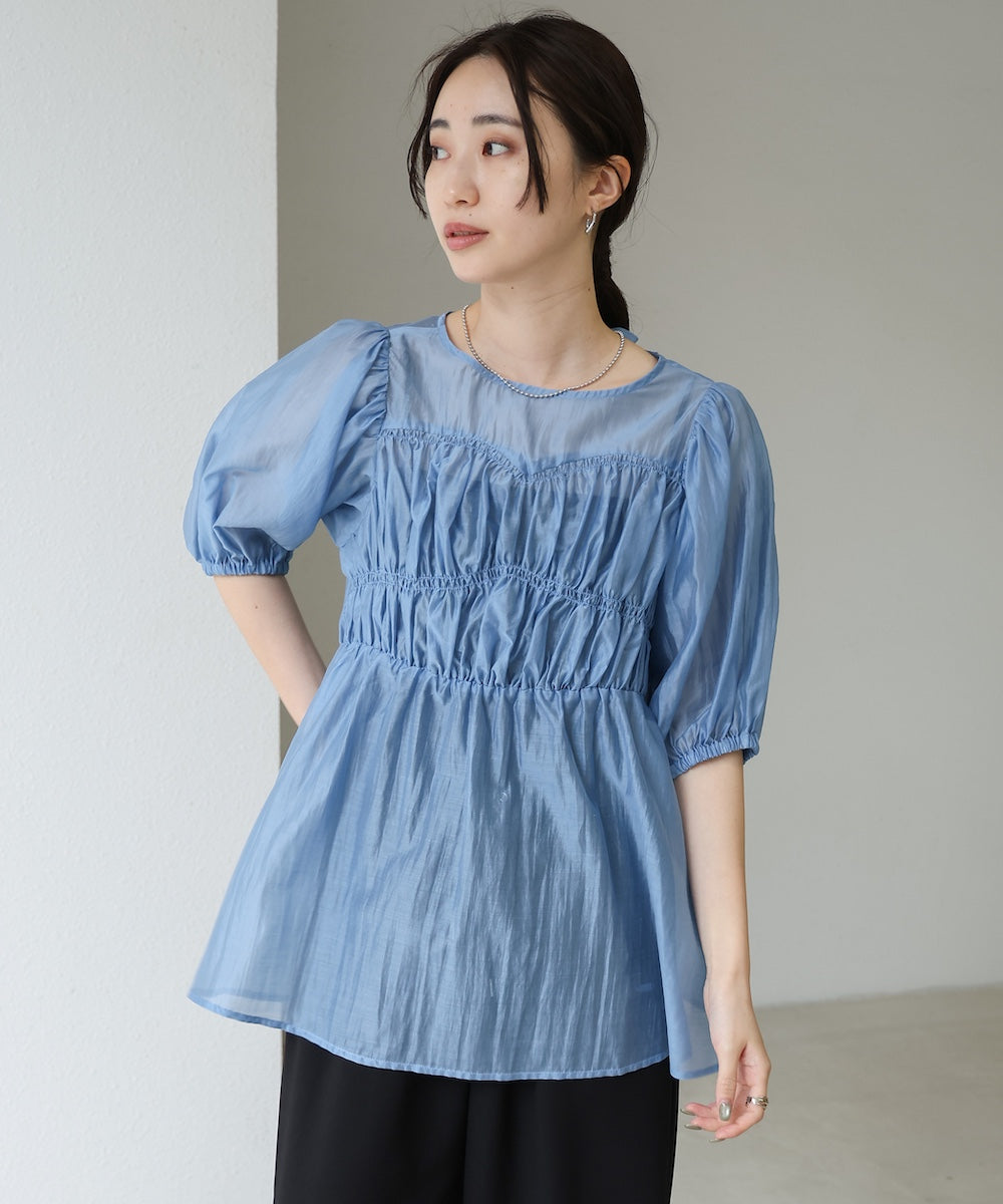 ビスチェ風シアーペプラムブラウス