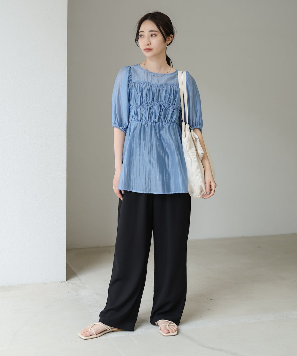 ビスチェ風シアーペプラムブラウス