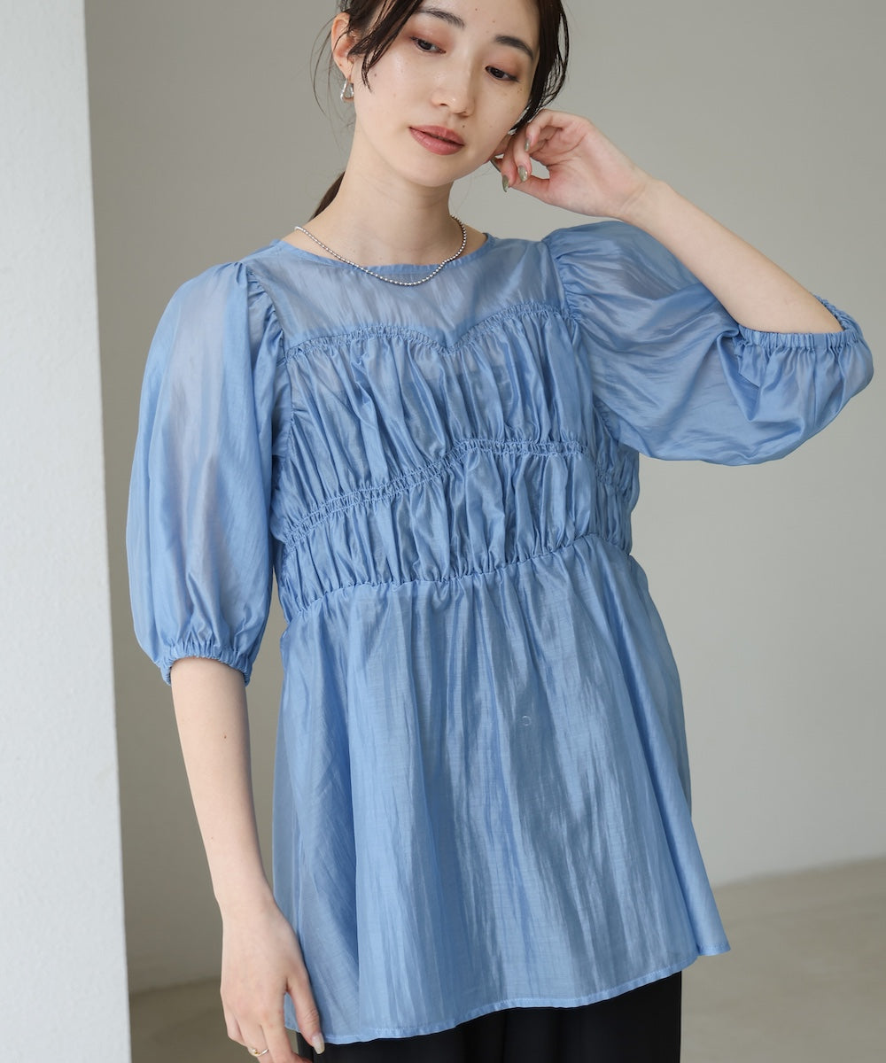 ビスチェ風シアーペプラムブラウス