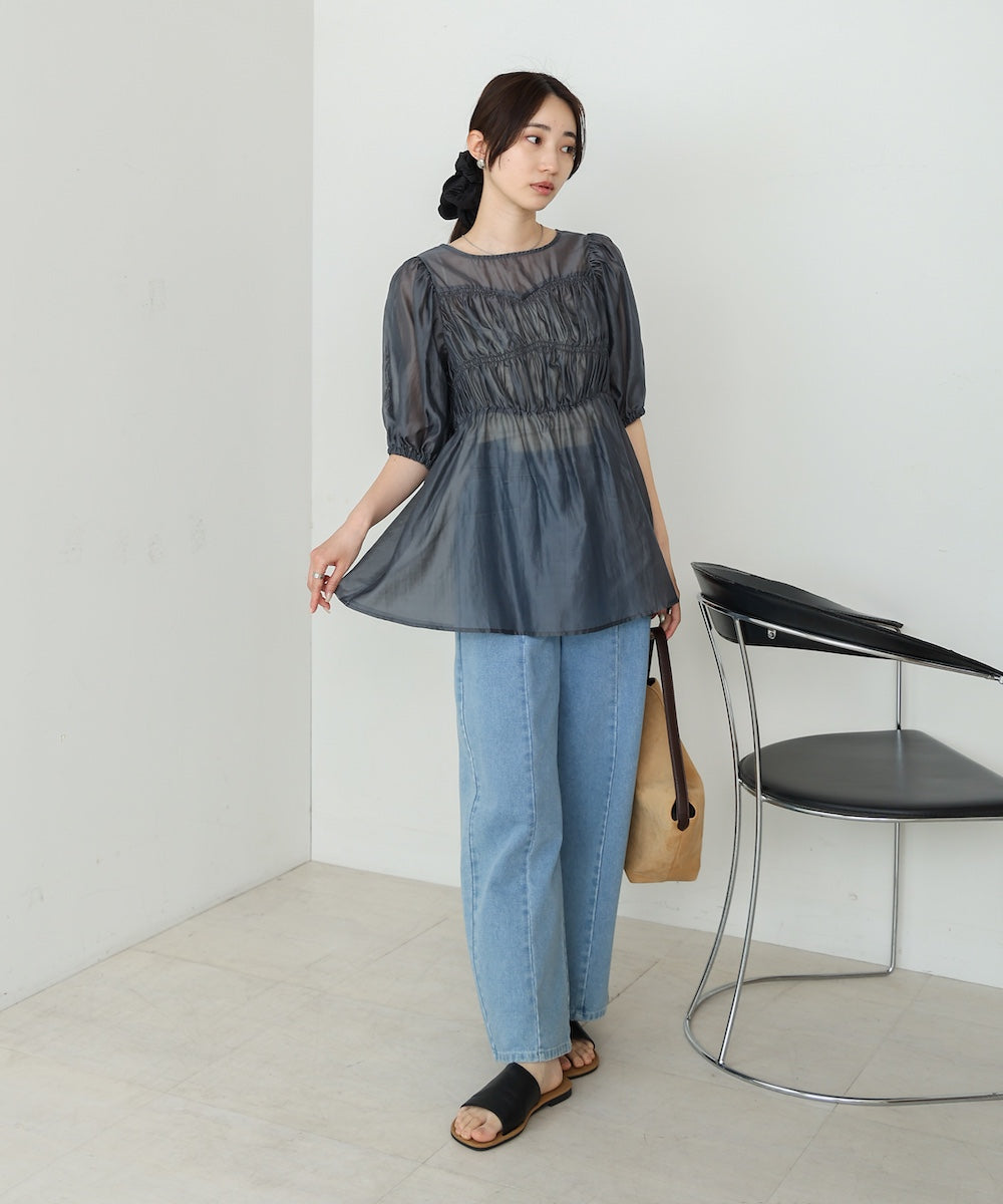 ビスチェ風シアーペプラムブラウス