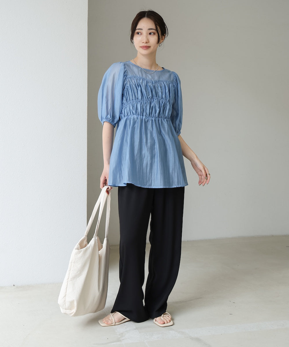 ビスチェ風シアーペプラムブラウス