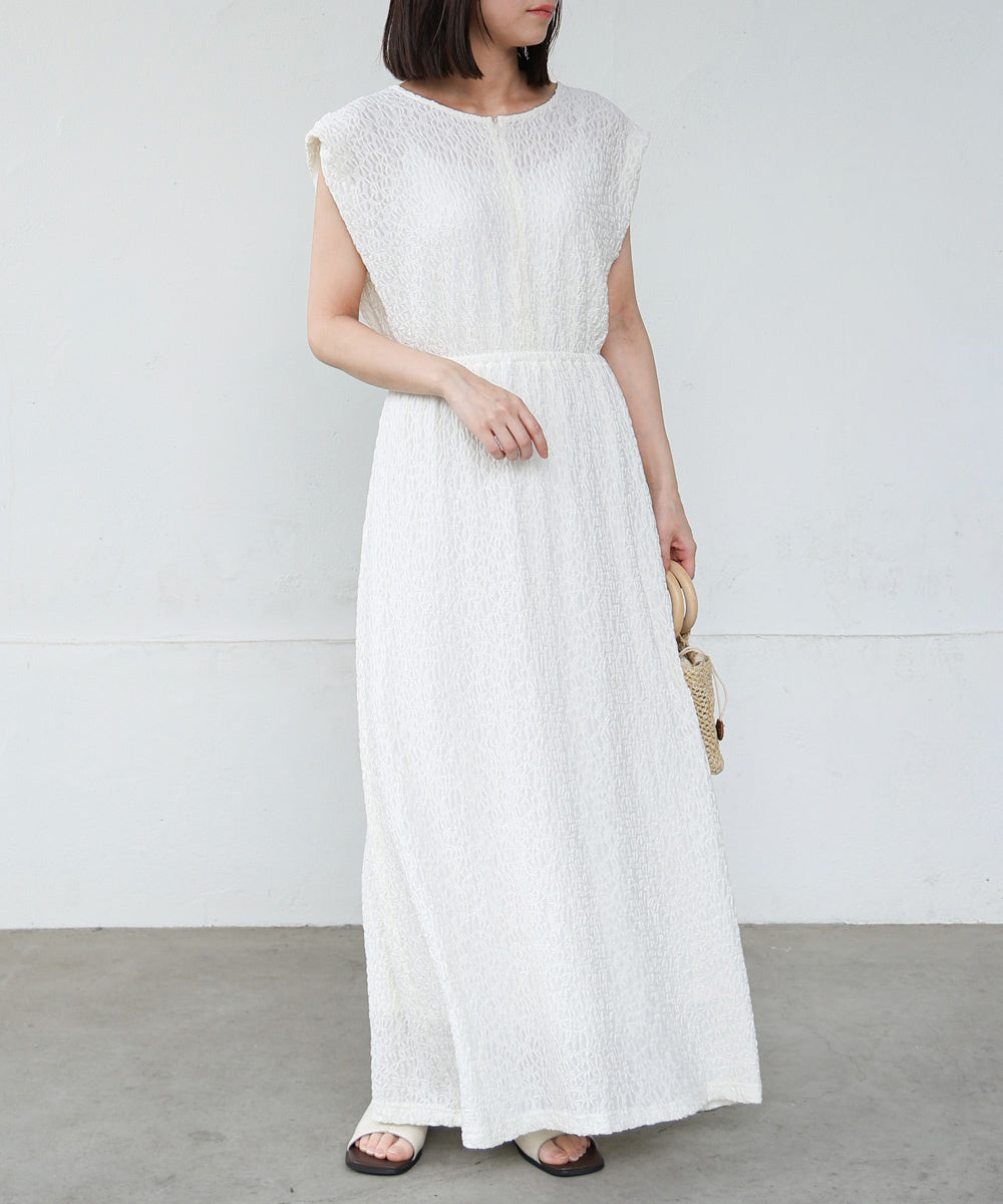 【選べる】【低身長向けサイズあり】前後2WAYウェーブ柄シュシュ付ワンピース・オールインワン