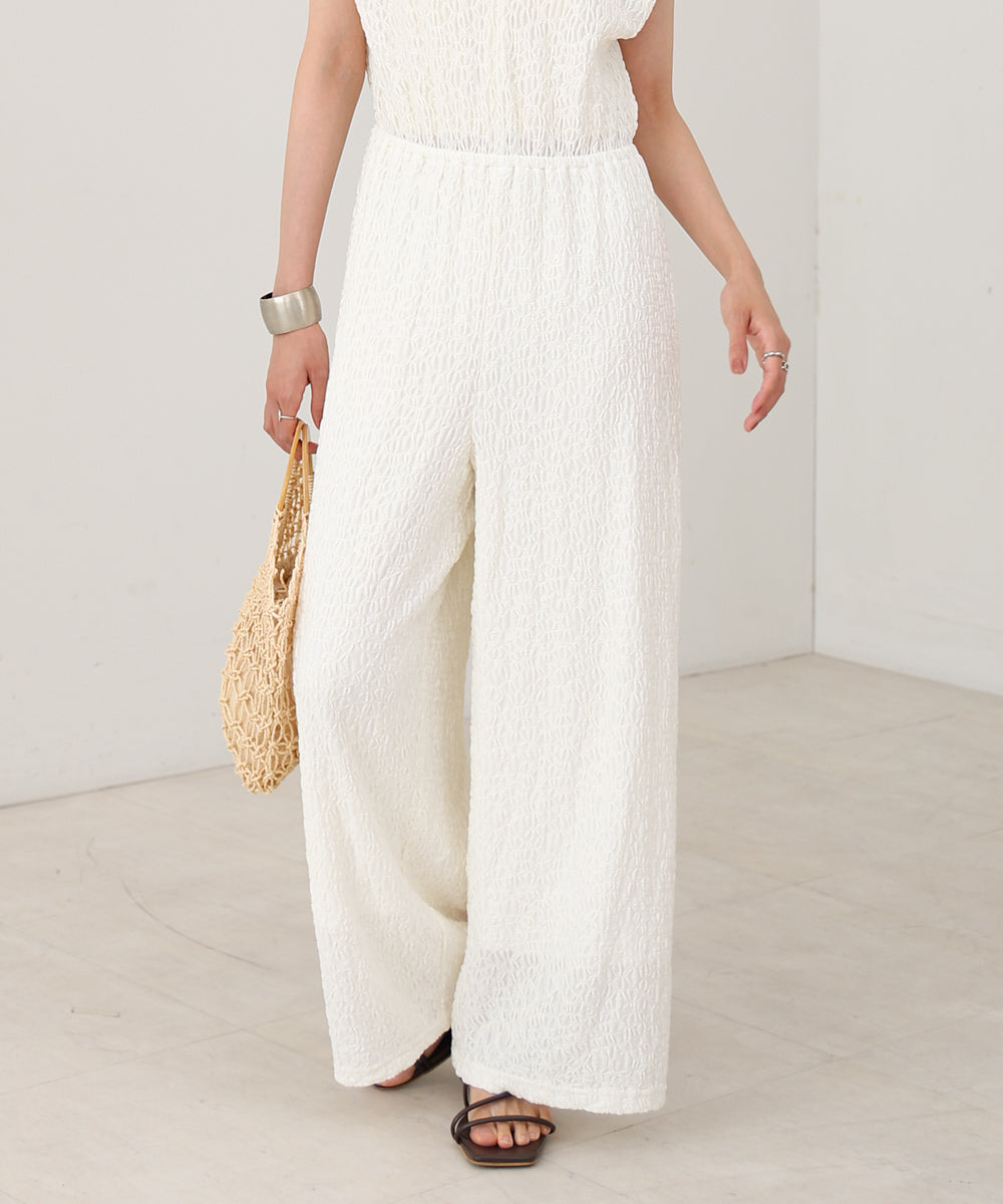 【選べる】【低身長向けサイズあり】前後2WAYウェーブ柄シュシュ付ワンピース・オールインワン