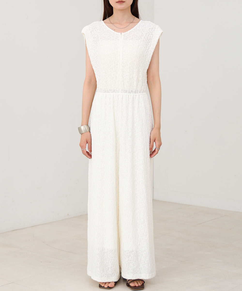 【選べる】【低身長向けサイズあり】前後2WAYウェーブ柄シュシュ付ワンピース・オールインワン