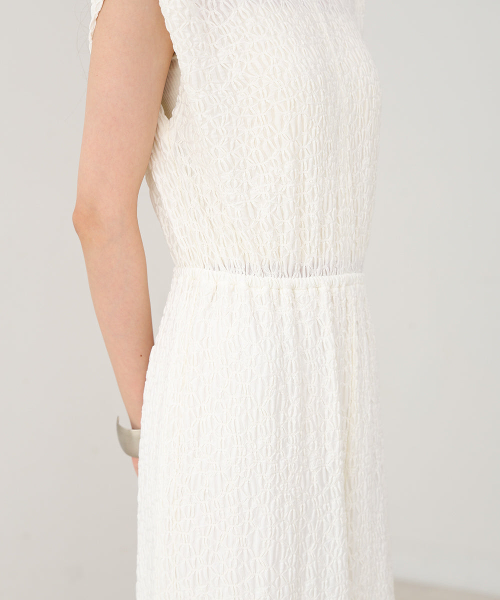 【選べる】【低身長向けサイズあり】前後2WAYウェーブ柄シュシュ付ワンピース・オールインワン