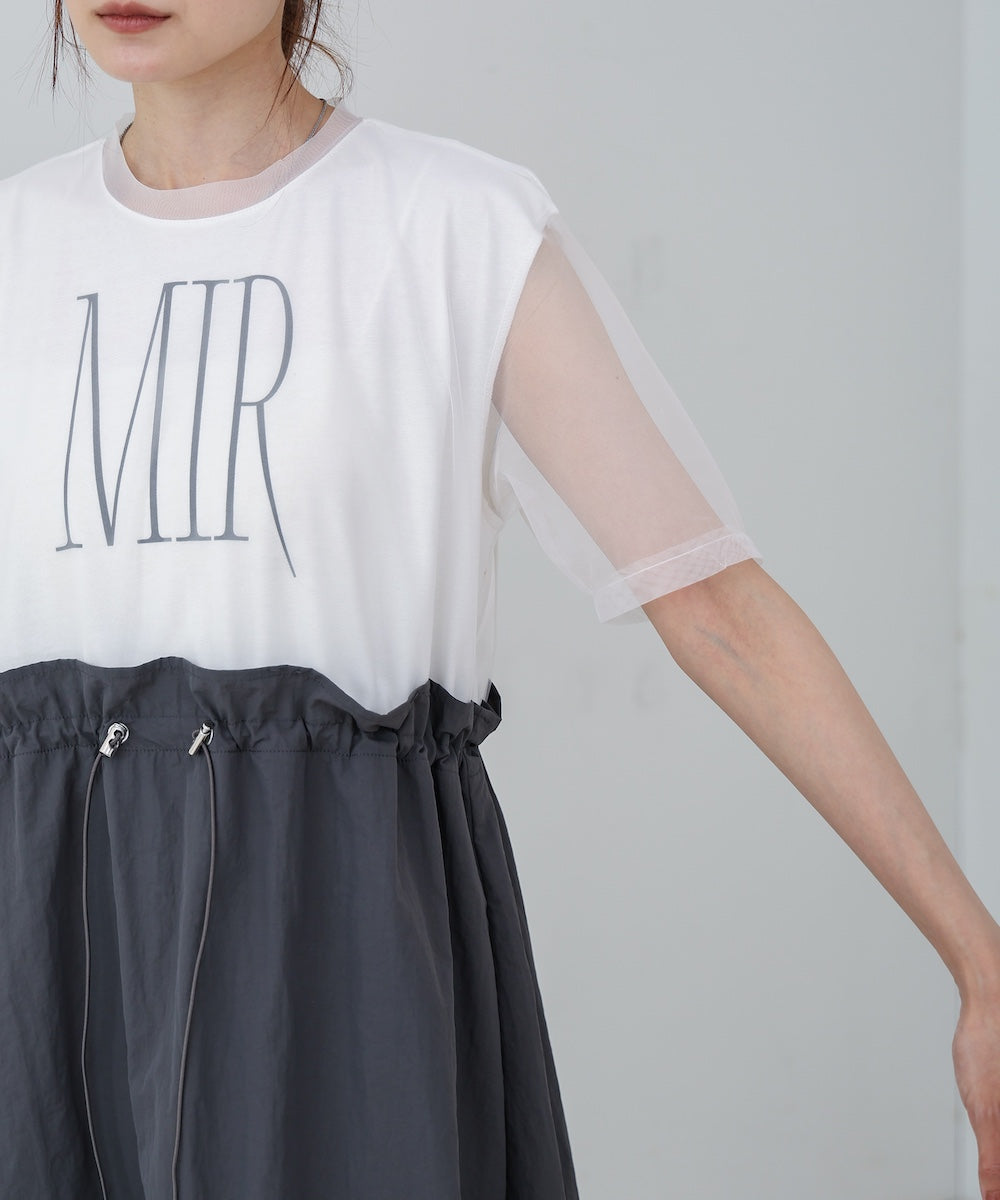 【低身長向けサイズあり】チュールレイヤードウエストドロストワンピース