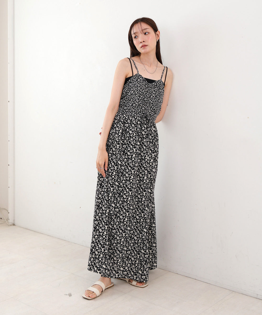 【S・Mサイズ展開】リトルフラワーシャーリングキャミワンピース