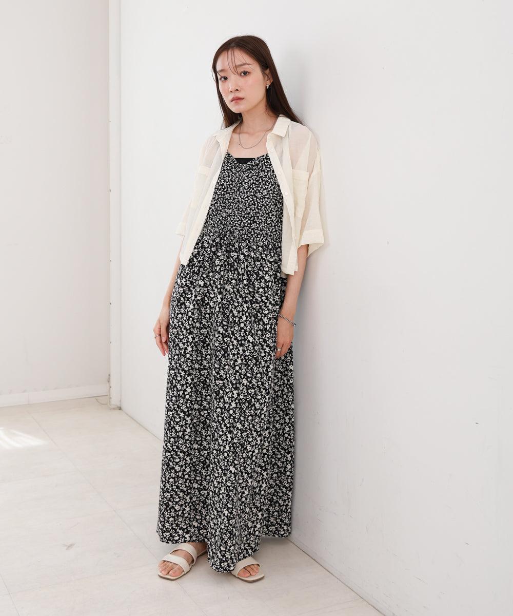 【S・Mサイズ展開】リトルフラワーシャーリングキャミワンピース