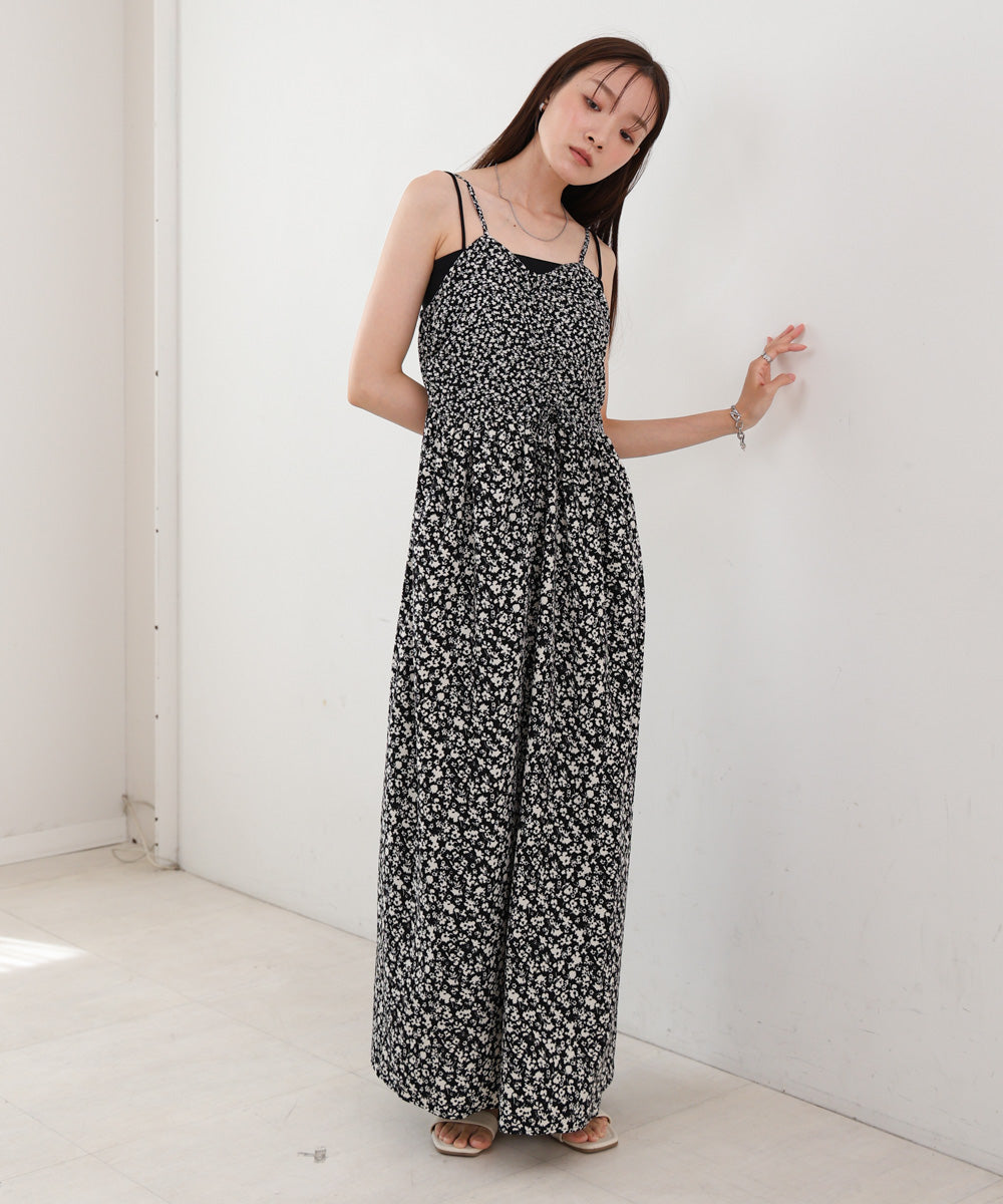 【S・Mサイズ展開】リトルフラワーシャーリングキャミワンピース