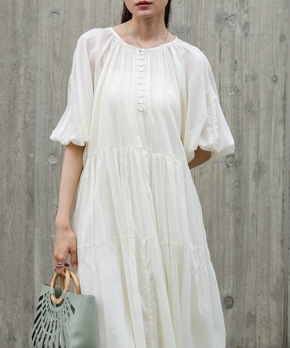 【S・Mサイズ展開】コットンボイルギャザーワンピース
