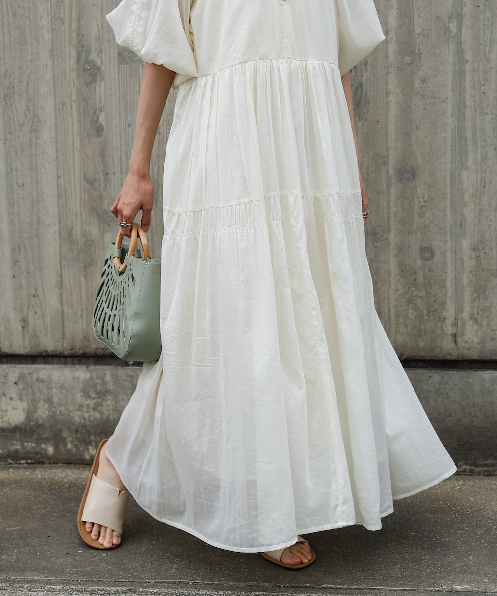 【S・Mサイズ展開】コットンボイルギャザーワンピース