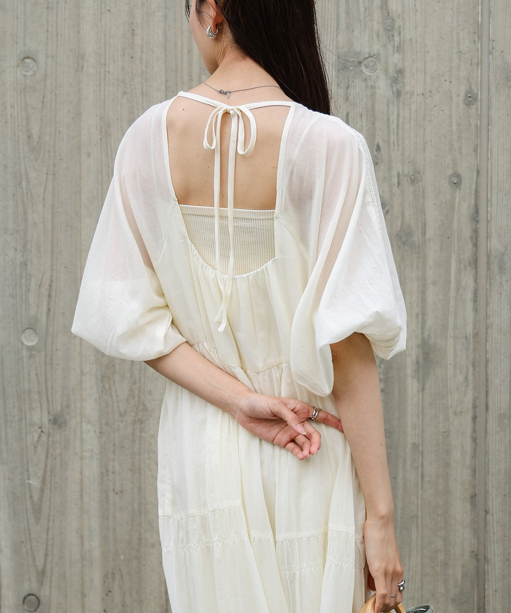 【S・Mサイズ展開】コットンボイルギャザーワンピース