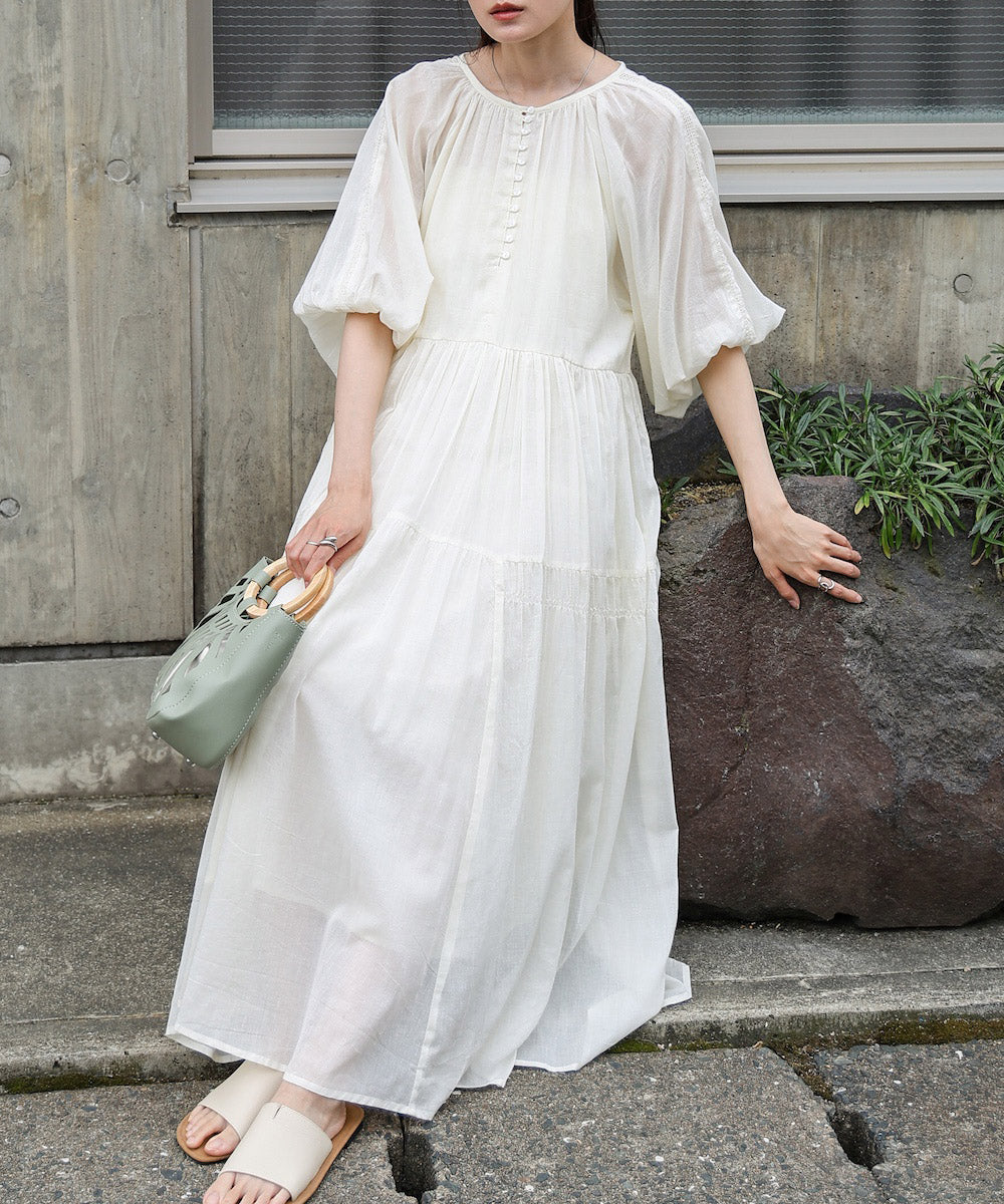 【S・Mサイズ展開】コットンボイルギャザーワンピース