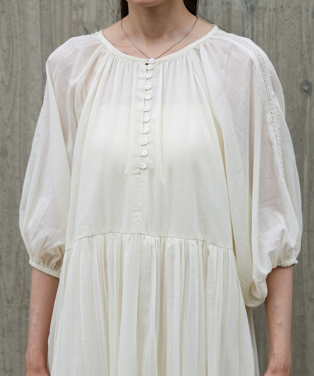 【S・Mサイズ展開】コットンボイルギャザーワンピース