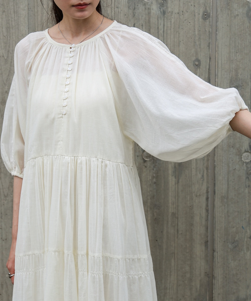 【S・Mサイズ展開】コットンボイルギャザーワンピース
