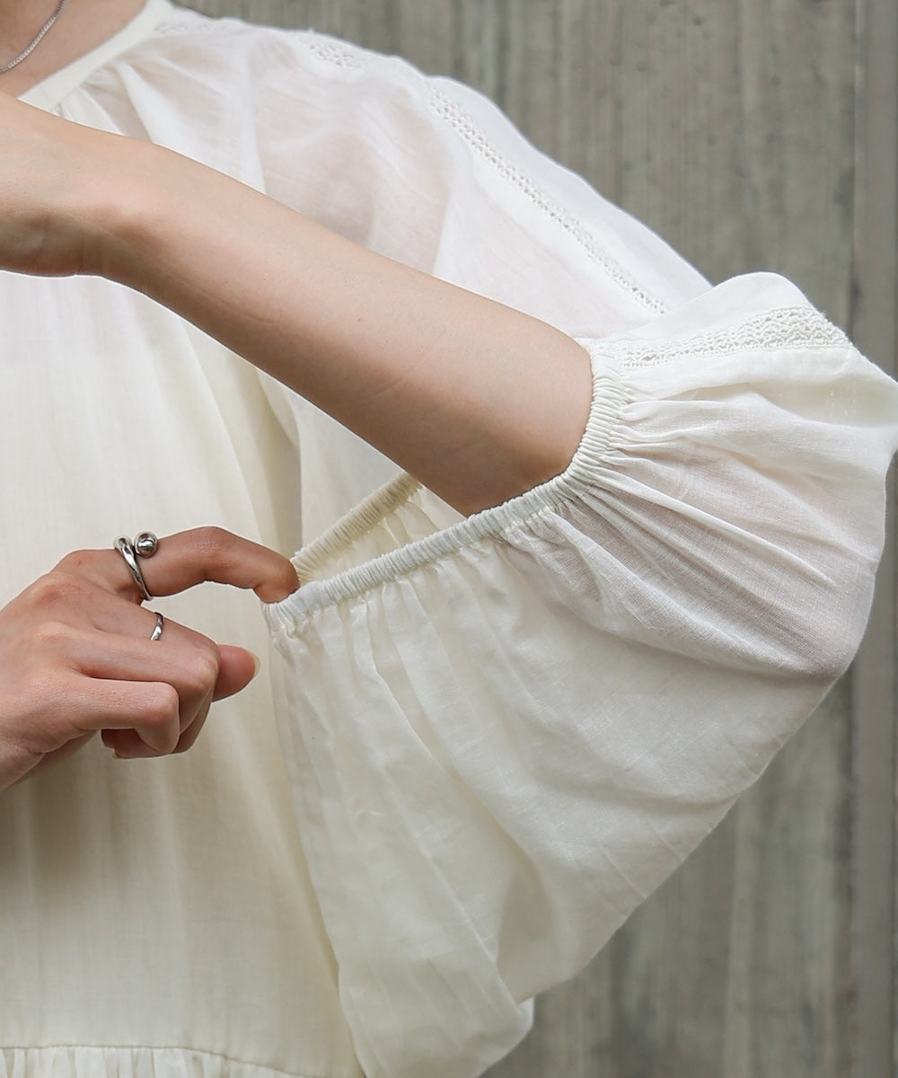 【S・Mサイズ展開】コットンボイルギャザーワンピース
