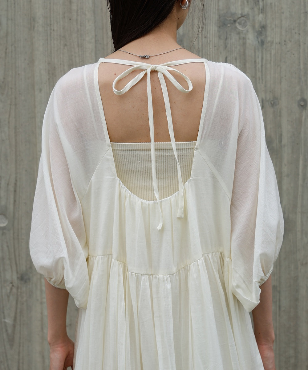 【S・Mサイズ展開】コットンボイルギャザーワンピース