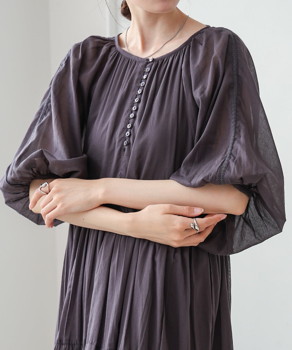 【S・Mサイズ展開】コットンボイルギャザーワンピース