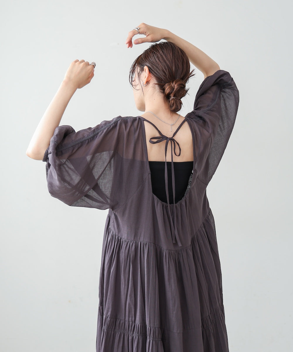【S・Mサイズ展開】コットンボイルギャザーワンピース