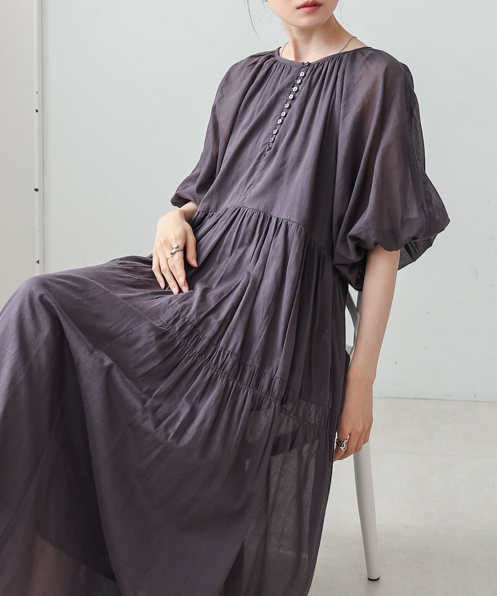 【S・Mサイズ展開】コットンボイルギャザーワンピース