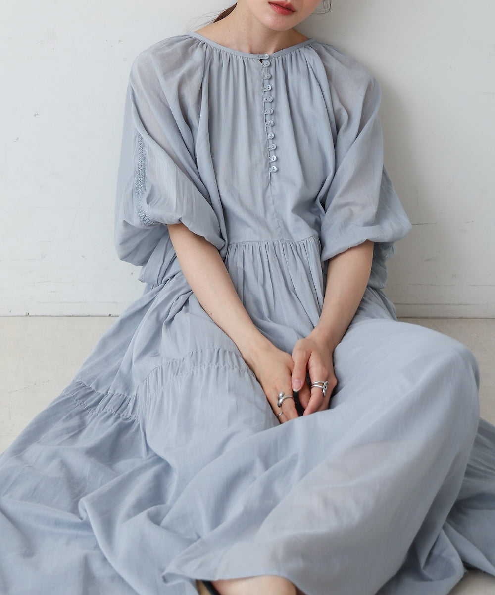 【S・Mサイズ展開】コットンボイルギャザーワンピース