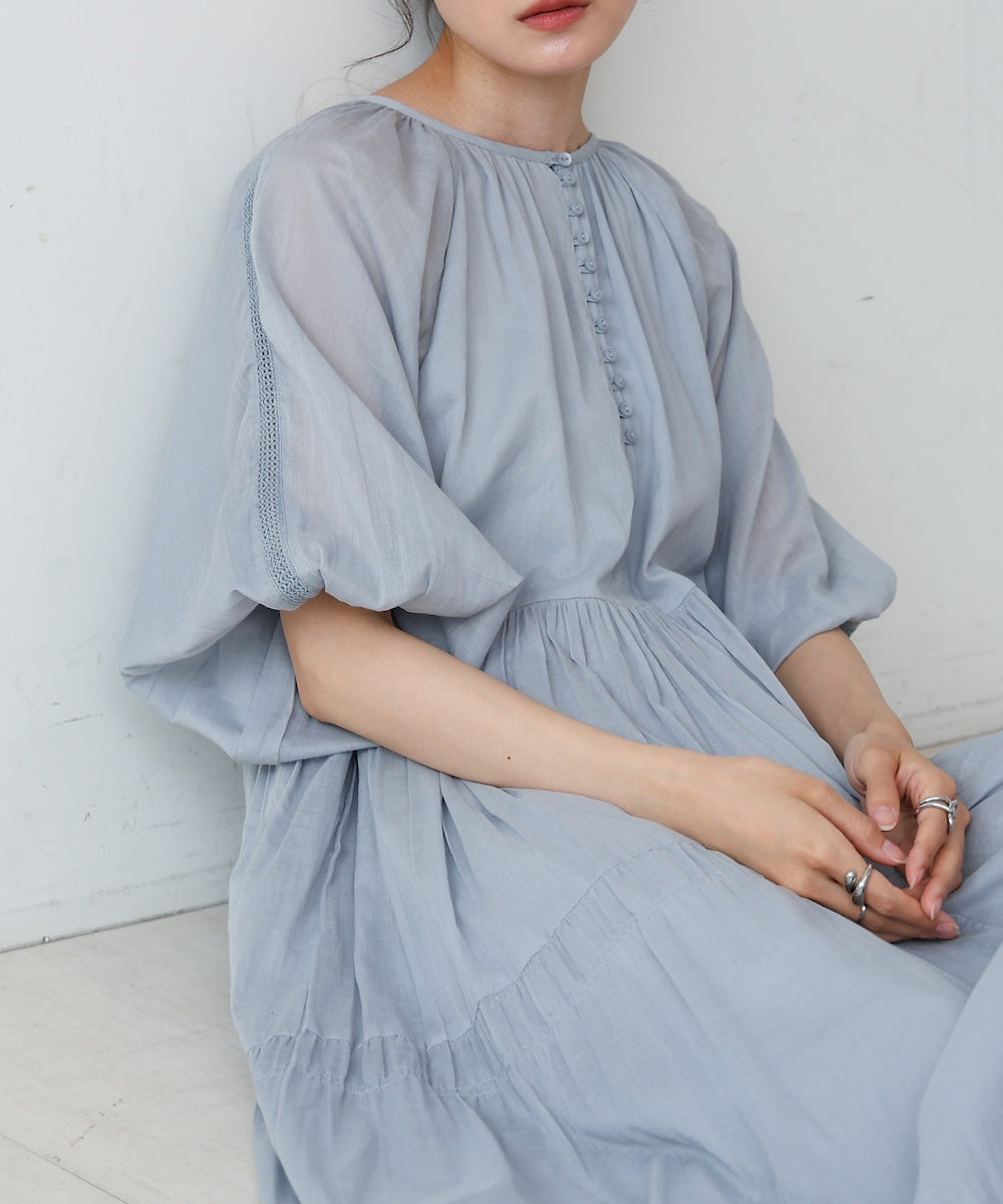 【S・Mサイズ展開】コットンボイルギャザーワンピース