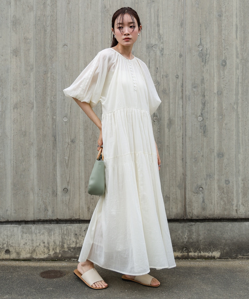 【S・Mサイズ展開】コットンボイルギャザーワンピース