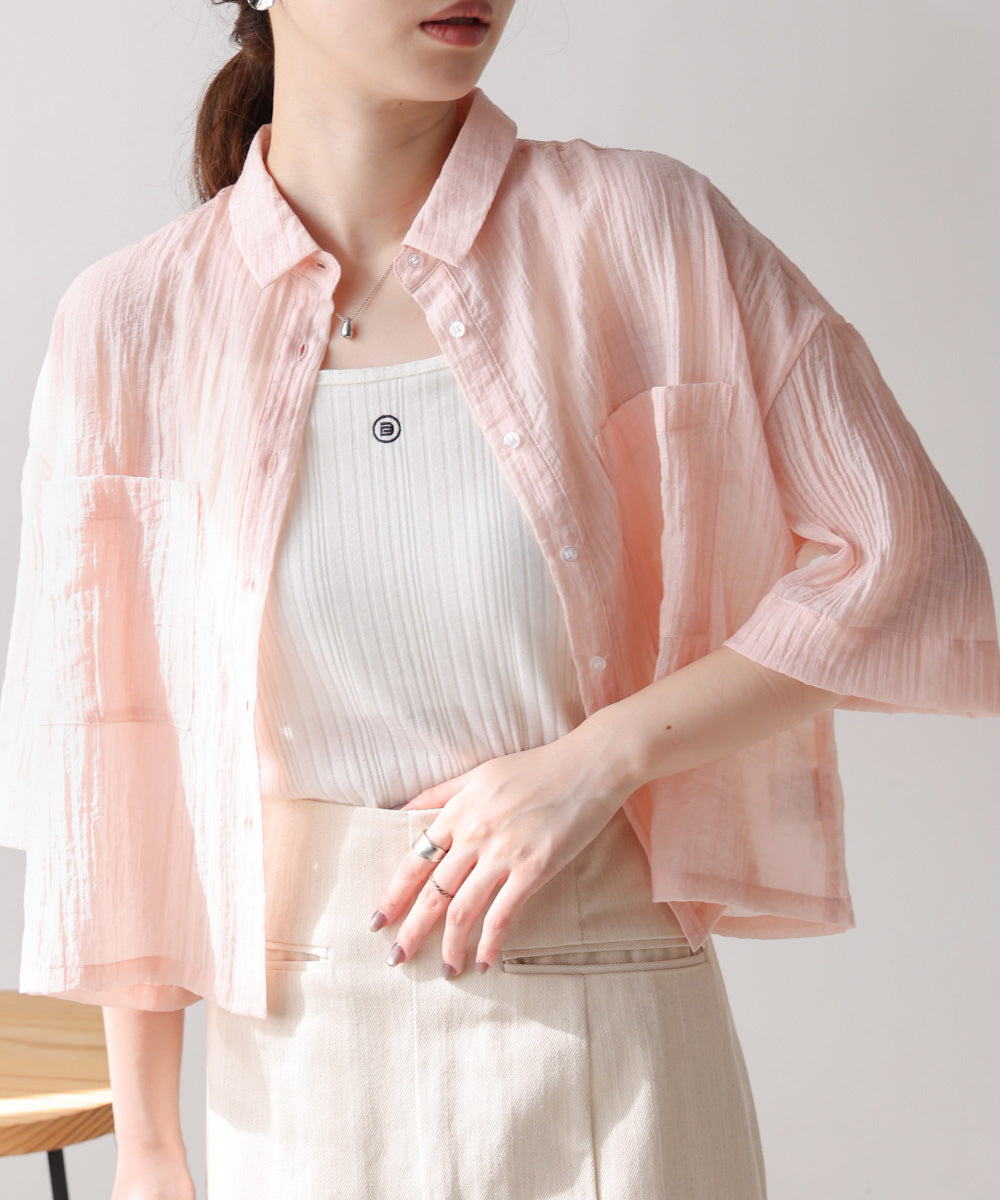 シアーショートシャツブラウス