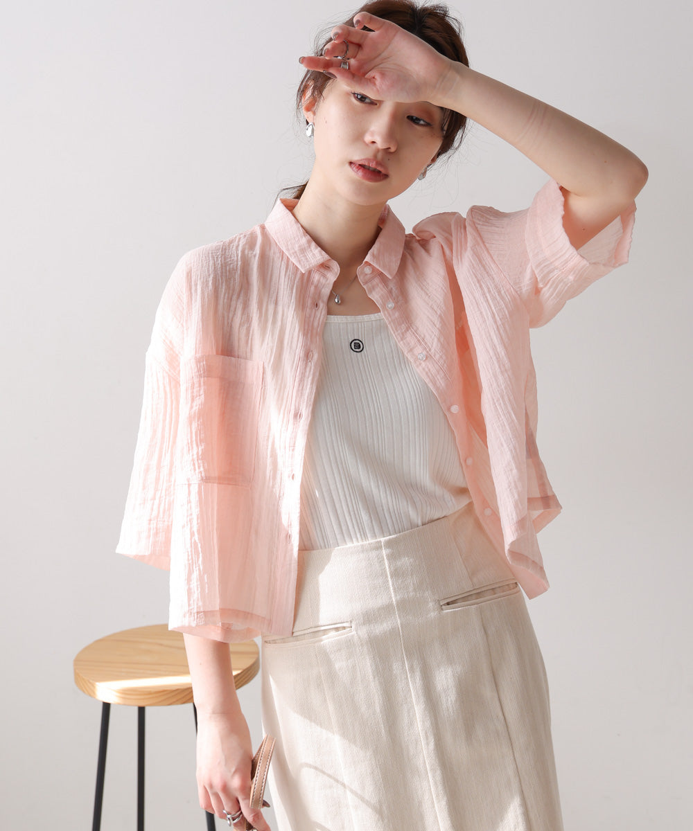 シアーショートシャツブラウス