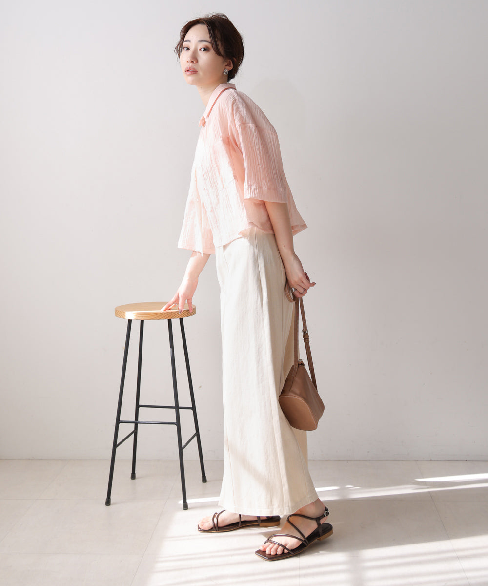 シアーショートシャツブラウス