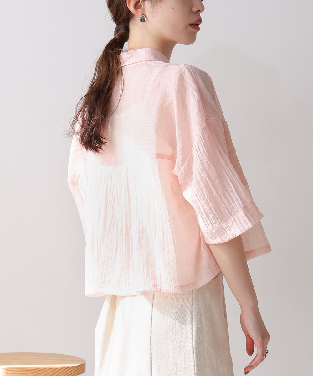 シアーショートシャツブラウス
