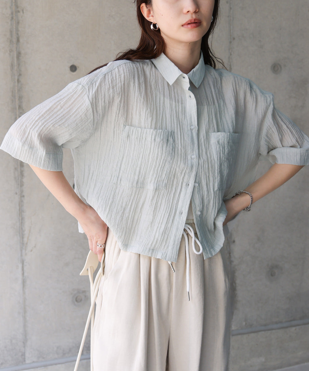 シアーショートシャツブラウス