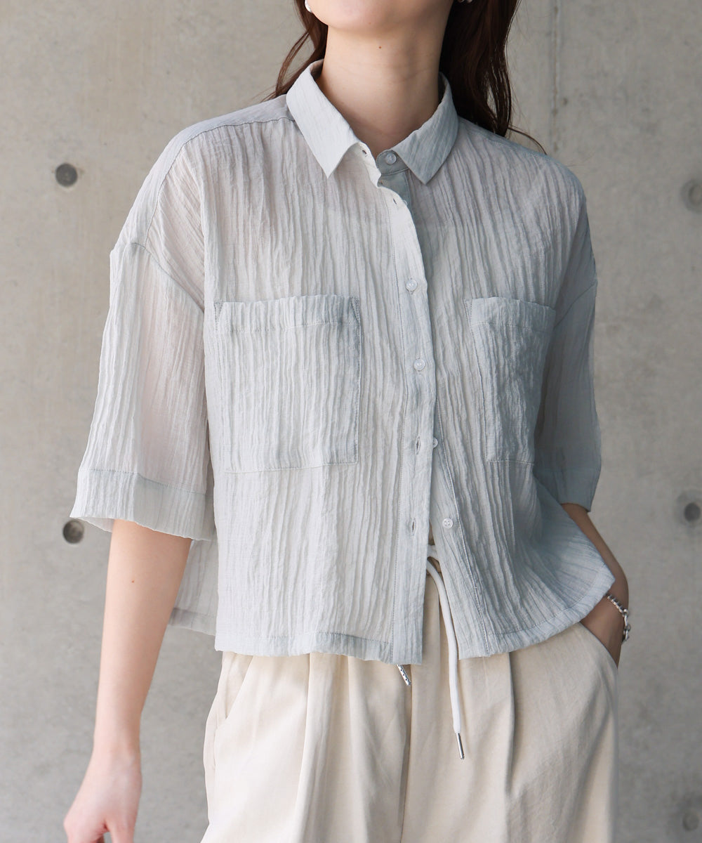 シアーショートシャツブラウス