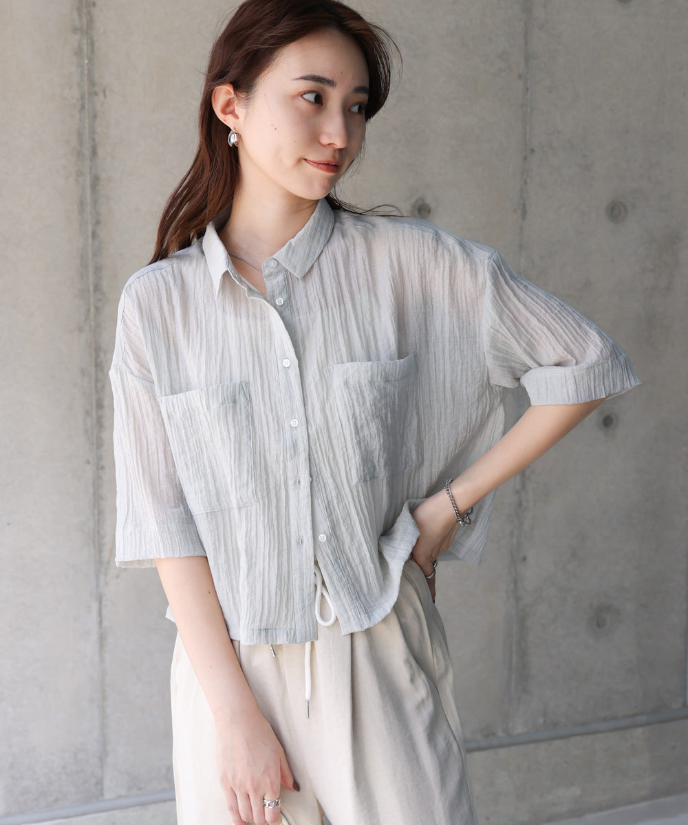 シアーショートシャツブラウス
