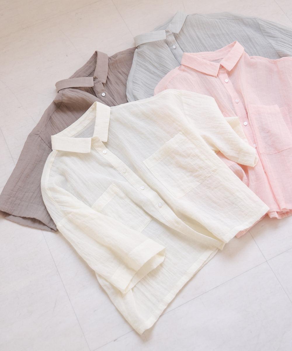 シアーショートシャツブラウス