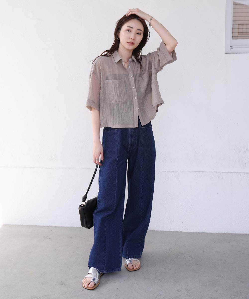 シアーショートシャツブラウス