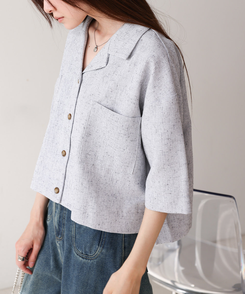 オープンカラーハーフスリーブシャツ