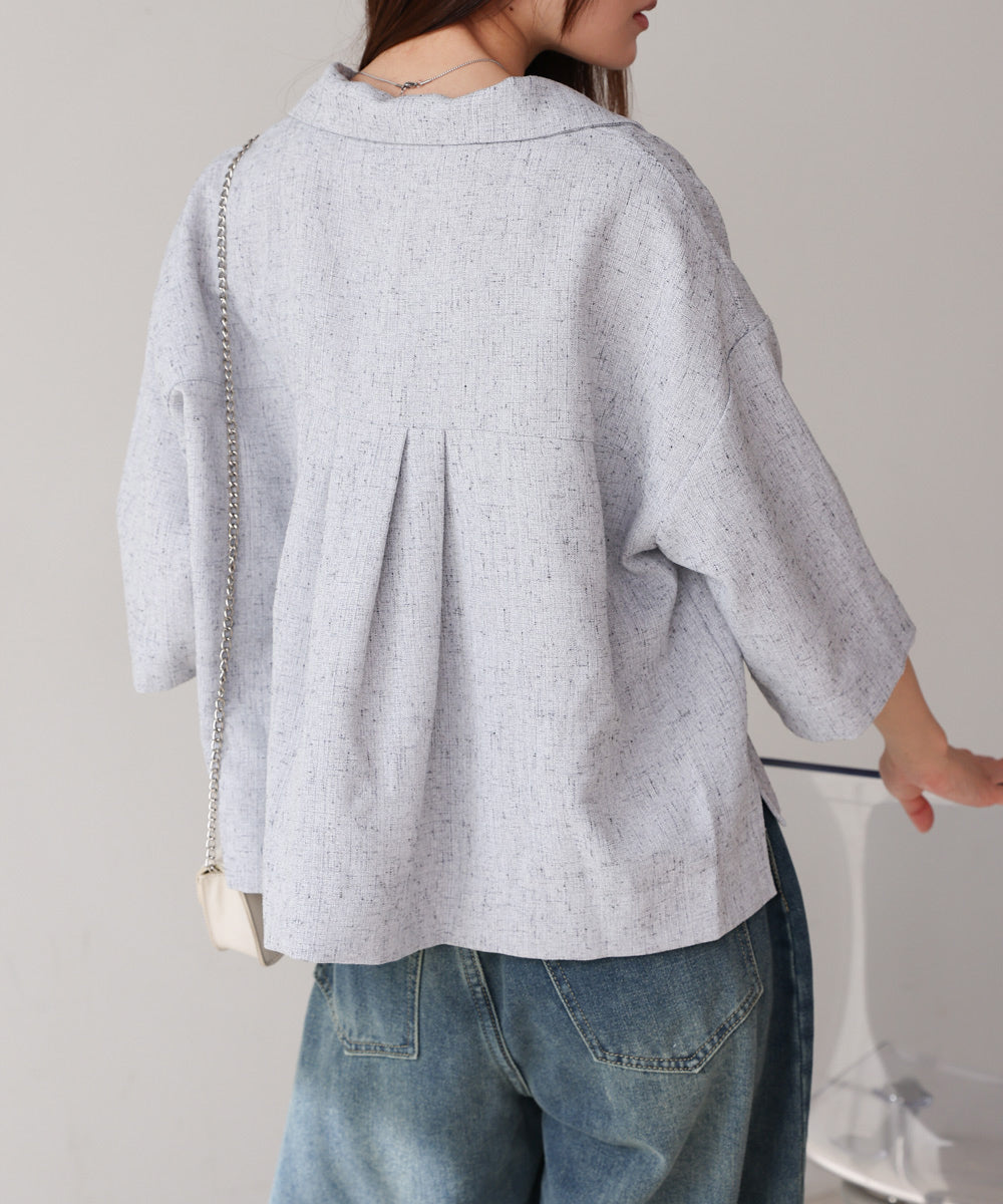 オープンカラーハーフスリーブシャツ